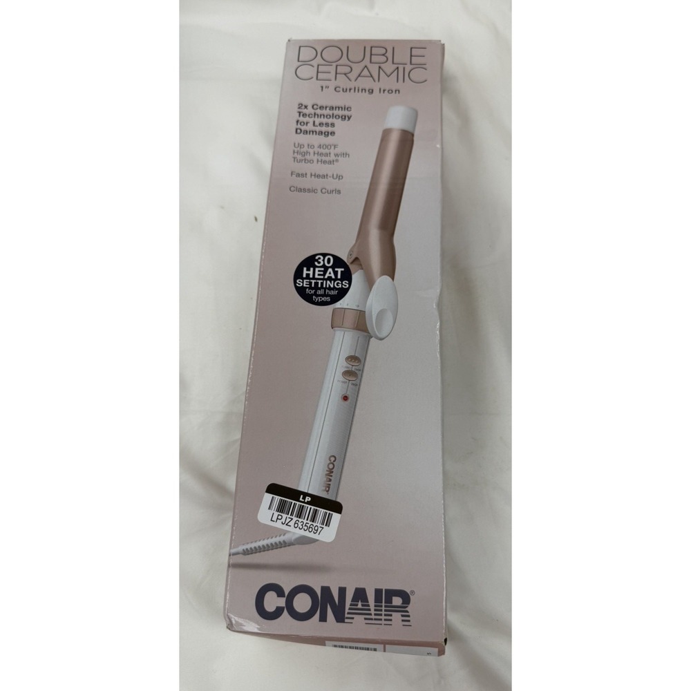 Conair Double Ceramic 1" Curling Iron Rose Gold White CD701AMZ 400F 30 Settings
